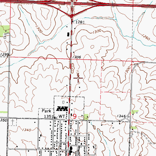 Topographic Map of City of Walnut, IA