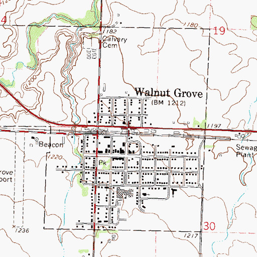 Topographic Map of City of Walnut Grove, MN