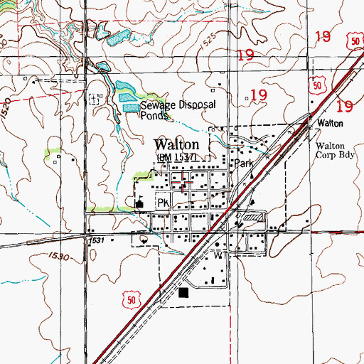Topographic Map of City of Walton, KS