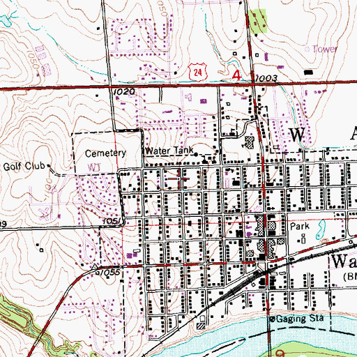 Topographic Map of City of Wamego, KS