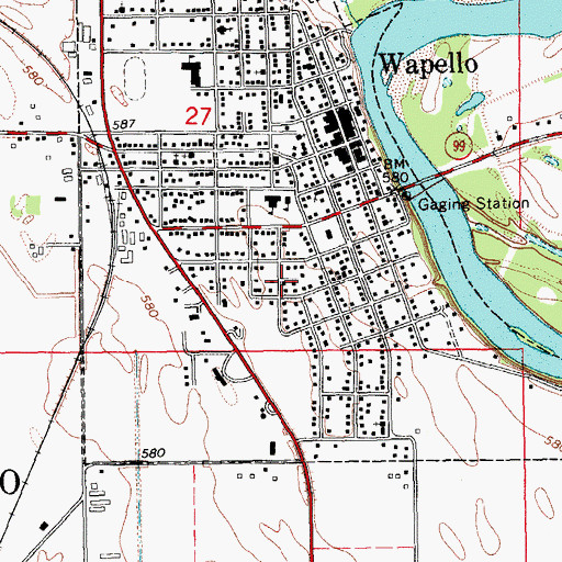 Topographic Map of City of Wapello, IA