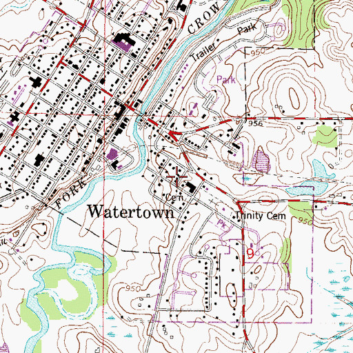 Topographic Map of City of Watertown, MN
