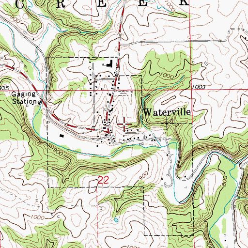 Topographic Map of City of Waterville, IA