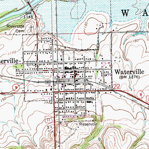 Topographic Map of City of Waterville, KS