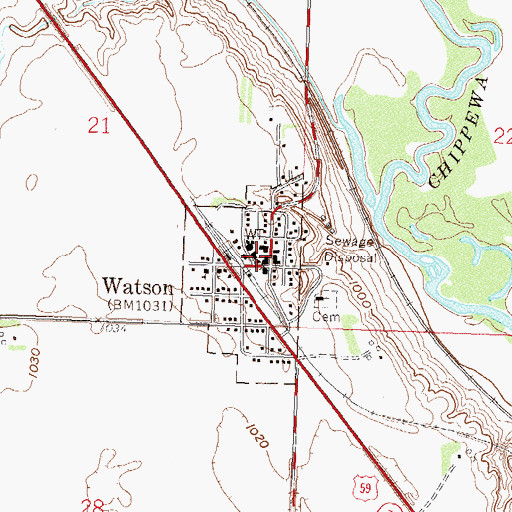 Topographic Map of City of Watson, MN