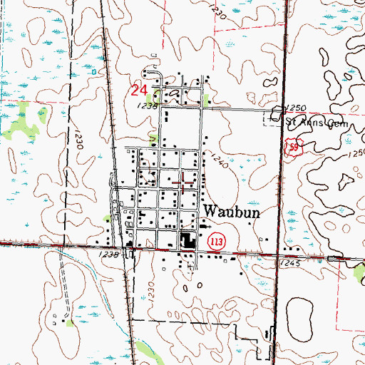 Topographic Map of City of Waubun, MN
