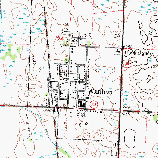 Topographic Map of City of Waubun, MN