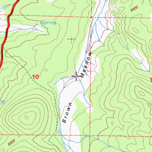 Topographic Map of Brown Meadow, CA