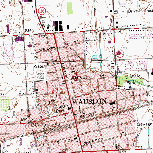 Topographic Map of City of Wauseon, OH