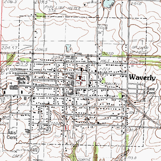 Topographic Map of City of Waverly, IL