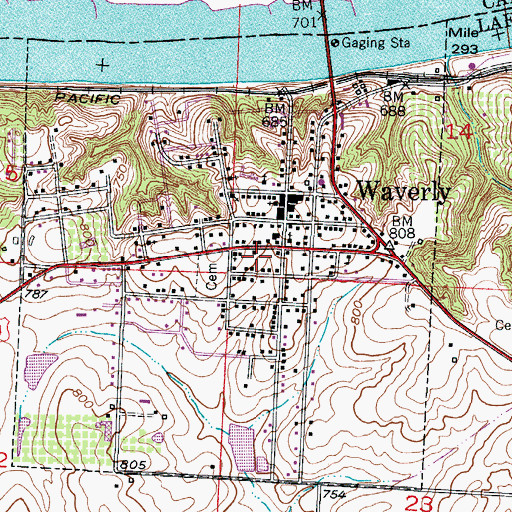 Topographic Map of City of Waverly, MO