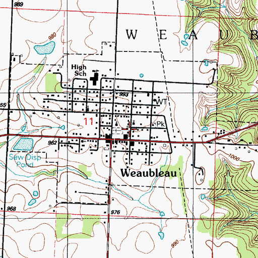 Topographic Map of City of Weaubleau, MO