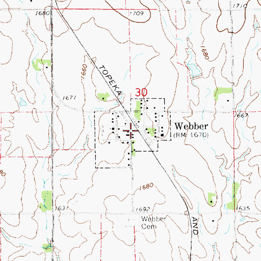 Topographic Map of City of Webber, KS