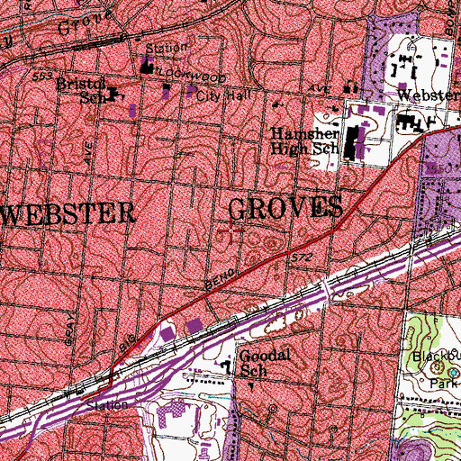 Topographic Map of City of Webster Groves, MO