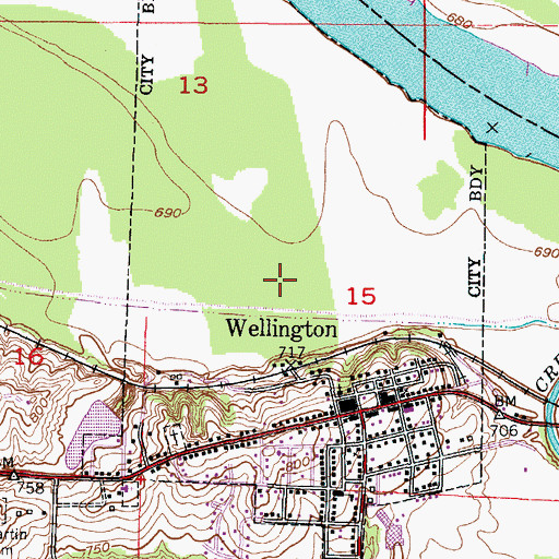 Topographic Map of City of Wellington, MO
