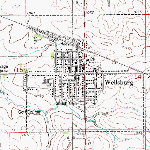 Topographic Map of City of Wellsburg, IA