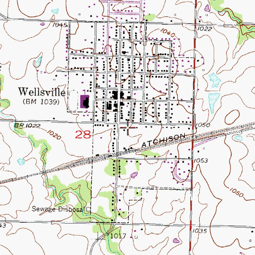 Topographic Map of City of Wellsville, KS