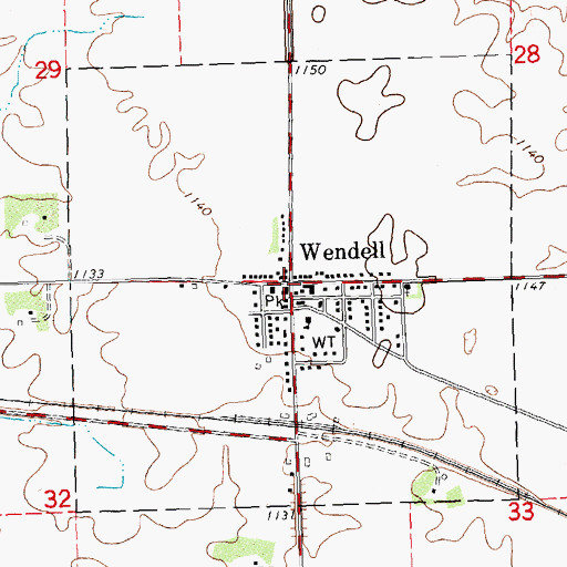 Topographic Map of City of Wendell, MN
