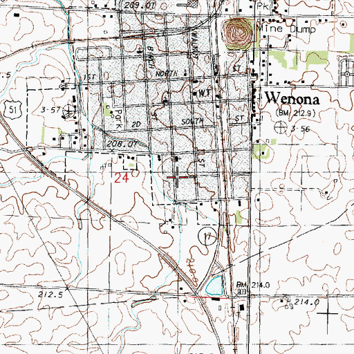 Topographic Map of City of Wenona, IL