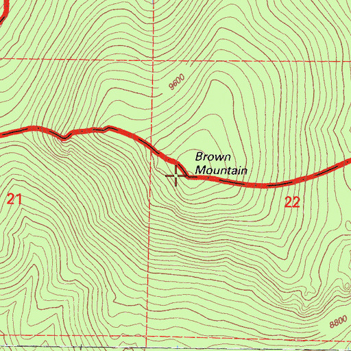 Topographic Map of Brown Mountain, CA