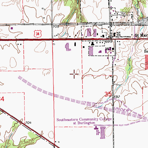 Topographic Map of City of West Burlington, IA