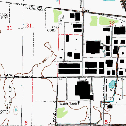 Topographic Map of City of West Chicago, IL