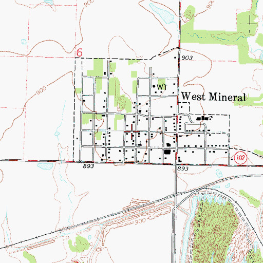 Topographic Map of City of West Mineral, KS