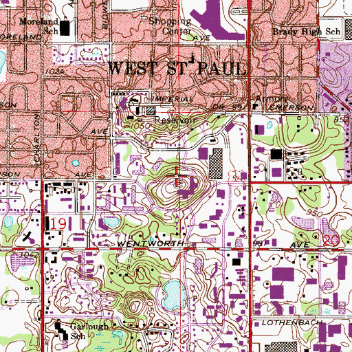 Topographic Map of City of West Saint Paul, MN