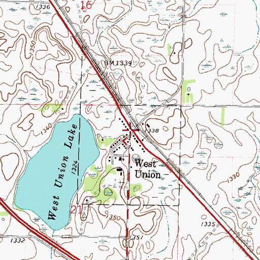 Topographic Map of City of West Union, MN