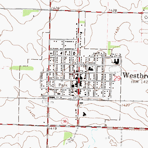 Topographic Map of City of Westbrook, MN