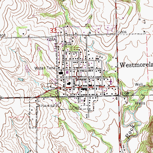 Topographic Map of City of Westmoreland, KS