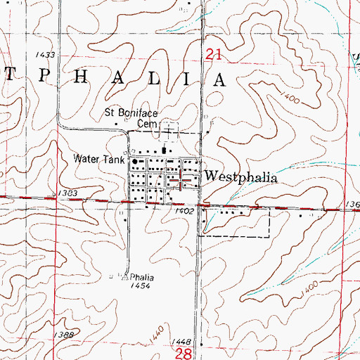 Topographic Map of City of Westphalia, IA