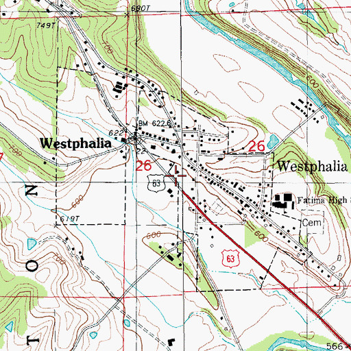 Topographic Map of City of Westphalia, MO