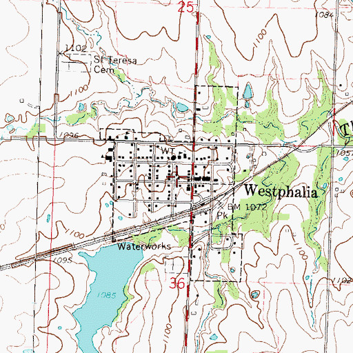 Topographic Map of City of Westphalia, KS