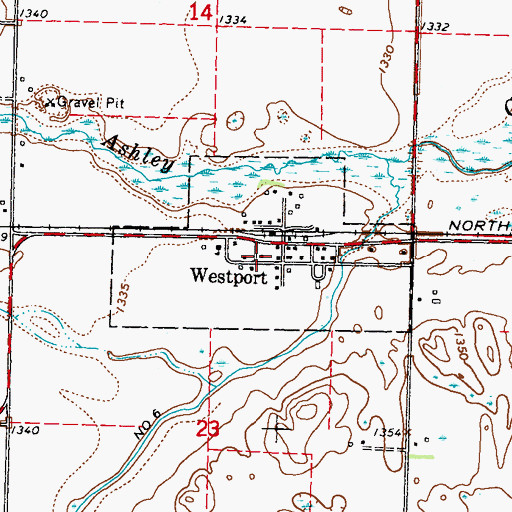 Topographic Map of City of Westport, MN