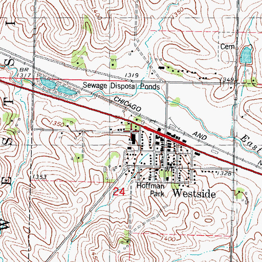 Topographic Map of City of Westside, IA