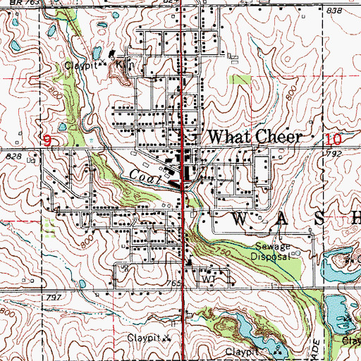 Topographic Map of City of What Cheer, IA