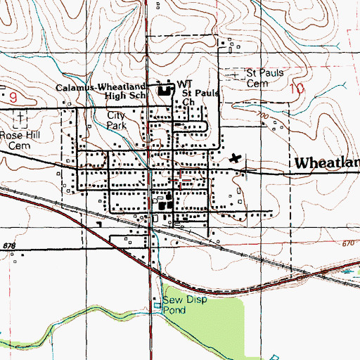 Topographic Map of City of Wheatland, IA