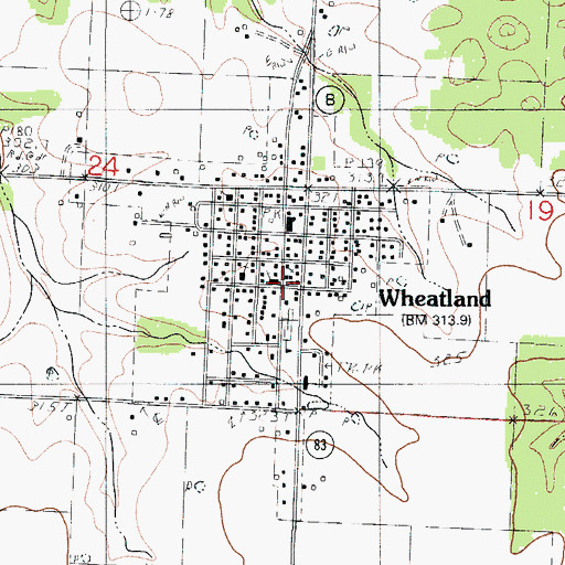 Topographic Map of City of Wheatland, MO