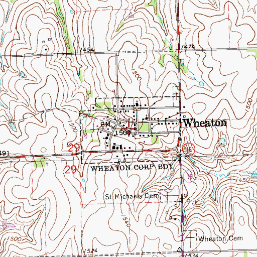 Topographic Map of City of Wheaton, KS