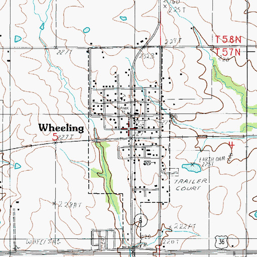 Topographic Map of City of Wheeling, MO