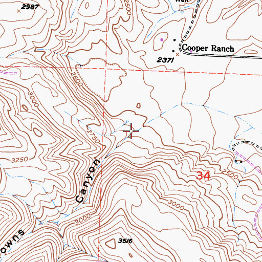 Topographic Map of Browns Canyon, CA