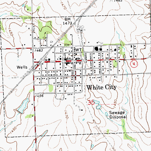 Topographic Map of City of White City, KS