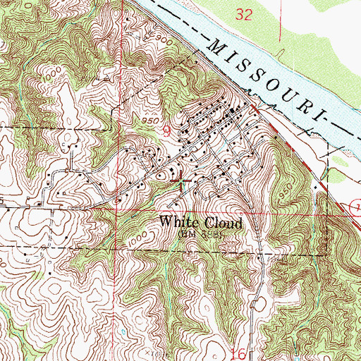 Topographic Map of City of White Cloud, KS