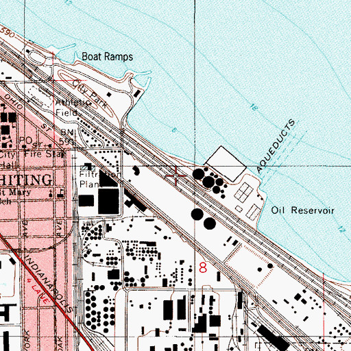 Topographic Map of City of Whiting, IN