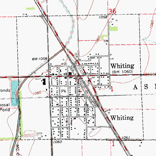Topographic Map of City of Whiting, IA