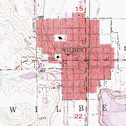 Topographic Map of City of Wilber, NE