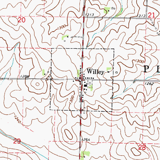 Topographic Map of City of Willey, IA