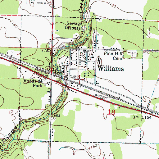 Topographic Map of City of Williams, MN