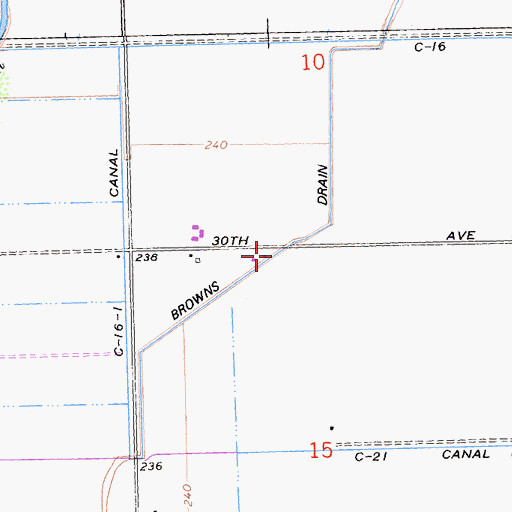 Topographic Map of Browns Drain, CA